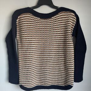 Talbots Sweater Wool Blend Chunky Knit Colorful Size Small Blue Gold White